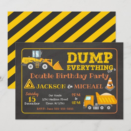Construction Joint Birthday | Dump Everything 招待状 (正面/裏面)