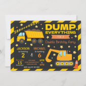 Construction Joint Birthday Invitation Siblings 招待状 (正面)