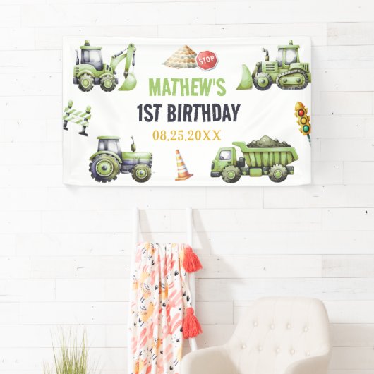 Construction Kids 1st Birthday Party 横断幕 (インサイチュ)