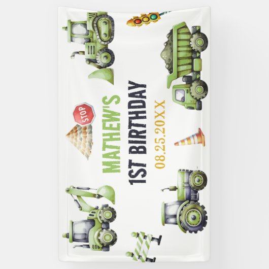 Construction Kids 1st Birthday Party 横断幕 (縦)