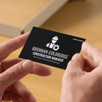 Construction Manager Minimalist Black & White Pro 名刺