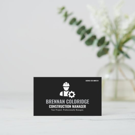 Construction Manager Minimalist Black & White Pro 名刺 (スタンド正面)