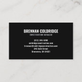 Construction Manager Minimalist Black & White Pro 名刺 (裏面)