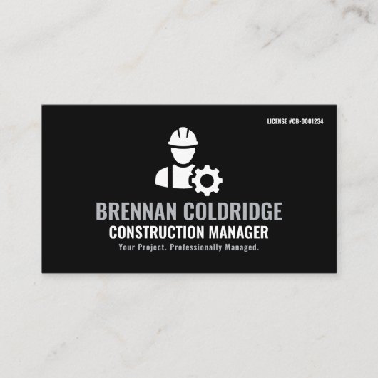 Construction Manager Minimalist Black & White Pro 名刺 (正面)