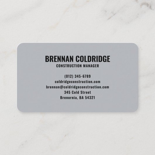 Construction Manager Modern Black and Grey 名刺 (裏面)