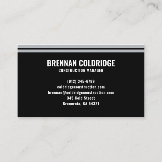 Construction Manager Modern Black & Silver 名刺 (裏面)