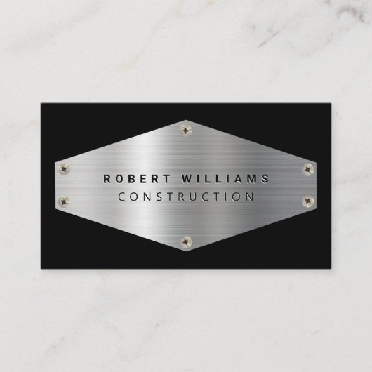 Construction Metal QR Code Black Metallic Silver 名刺 (正面)