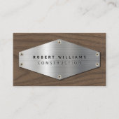 Construction Metal QR Code Metallic Silver Wood 名刺 (正面)