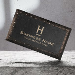 Construction Monogram Vintage Leather & Metal 名刺<br><div class="desc">Construction Monogram Vintage Leather & Metal Business Cards.</div>