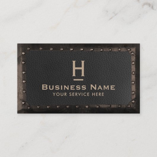 Construction Monogram Vintage Leather & Metal 名刺 (正面)