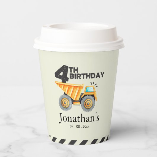 Construction Party Birthday Boy 4th Years 紙コップ (裏面)