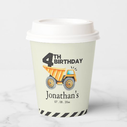 Construction Party Birthday Boy 4th Years 紙コップ (正面)