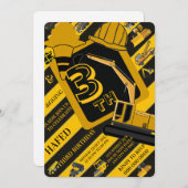 Construction party signs bundle, Editable truck  招待状 (正面/裏面)