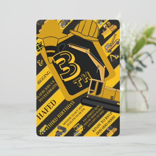 Construction party signs bundle, Editable truck  招待状 (スタンド正面)