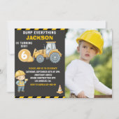 Construction Photo Birthday Invitation Turning 6 招待状 (正面)