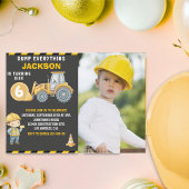 Construction Photo Birthday Invitation Turning 6 招待状