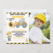 Construction Photo Birthday Turning 6 yellow 招待状 (正面)