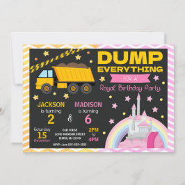 Construction & Princess Joint Birthday Invitation 招待状