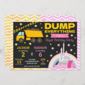 Construction & Princess Joint Birthday Invitation 招待状 (正面/裏面)