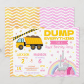 Construction & Princess Joint Birthday Invitation 招待状 (正面/裏面)