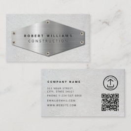 Construction QR Code Metallic Silver Concrete 名刺