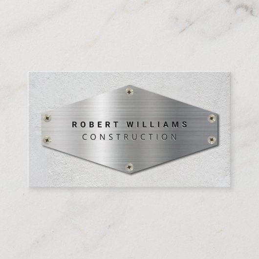 Construction QR Code Metallic Silver Concrete 名刺 (正面)