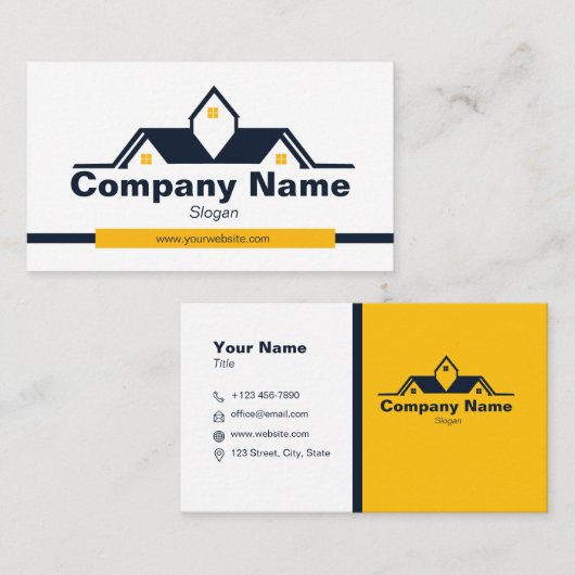 Construction Real Estate Modern Simple Minimalist 名刺 (正面/裏面)