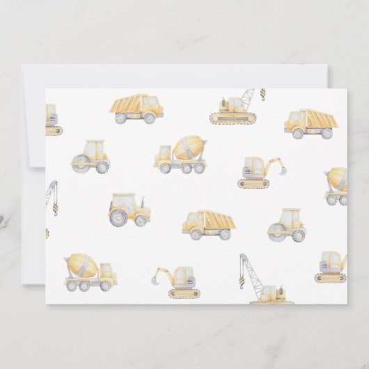 Construction Sibling Twin Dual Birthday Party 招待状 (裏面)