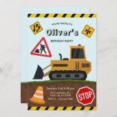 Construction Site Birthday Party 招待状 (正面/裏面)