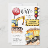 Construction Stop The traffic | Birthday Party 招待状 (正面)