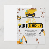 Construction Theme 3rd Birthday Invitation Dirty 3 招待状 (正面/裏面)