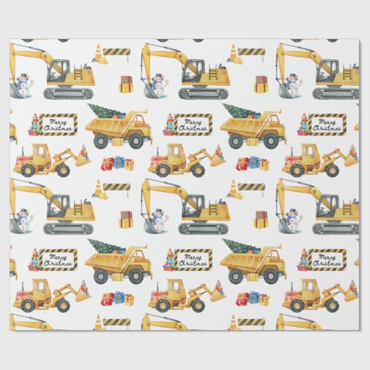 Construction Theme Christmas Wrapping Paper ラッピングペーパー (フラット)