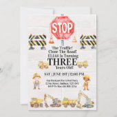Construction Themed Children's Birthday Invitation 招待状 (正面)