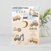 Construction Themed watercolor Birthday Invite 招待状 (スタンド正面)