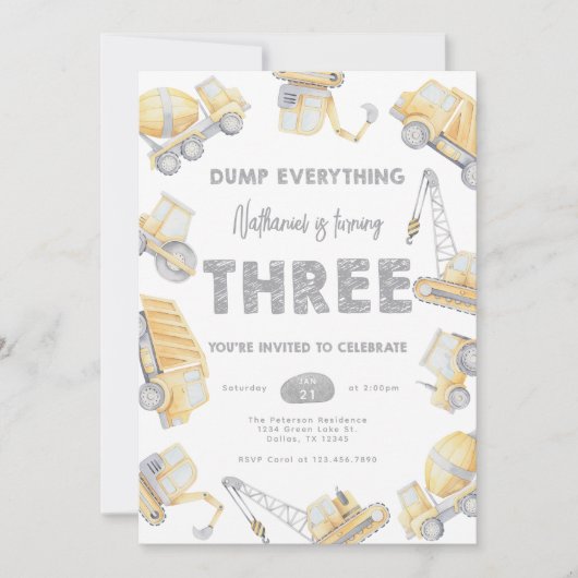 Construction THREE 3rd Birthday Party 招待状 (正面)