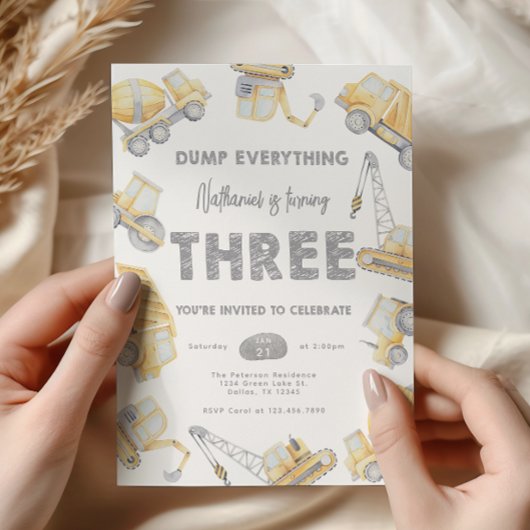 Construction THREE 3rd Birthday Party 招待状