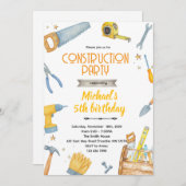 Construction Tools theme invitation 招待状 (正面/裏面)