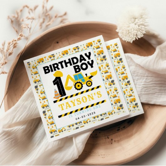 Construction Truck 1st Birthday | Kids Party スタンダードカクテルナプキン