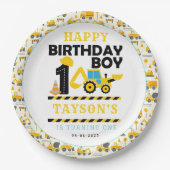 Construction Truck 1st Birthday | Kids Party ペーパープレート (正面)