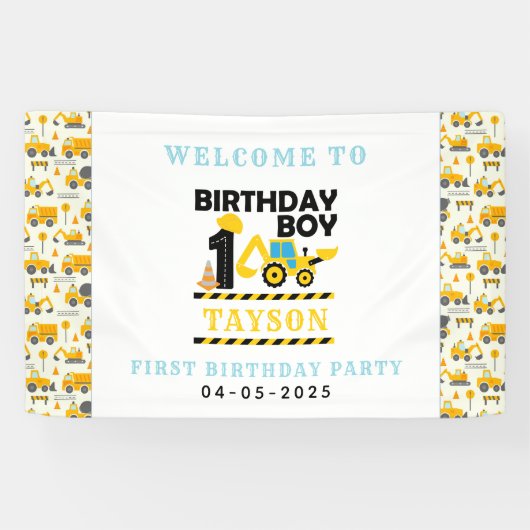 Construction Truck 1st Birthday | Kids Party 横断幕 (横)