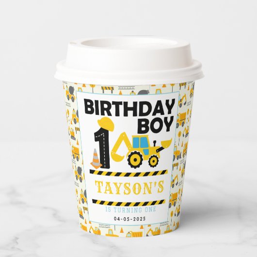 Construction Truck 1st Birthday | Kids Party 紙コップ (裏面)