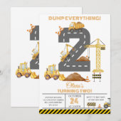 Construction Truck 2nd Birthday Invitation 招待状 (正面/裏面)