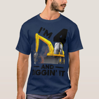Construction Truck 4th Birthday Tee Boy 4 Year Old Tシャツ