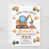 Construction Truck Birthday Invitation 招待状 (正面)