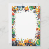 Construction Truck Birthday Invitation Watercolor 招待状 (裏面)