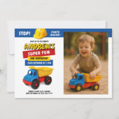 Construction Truck Birthday Party 招待状 (正面)