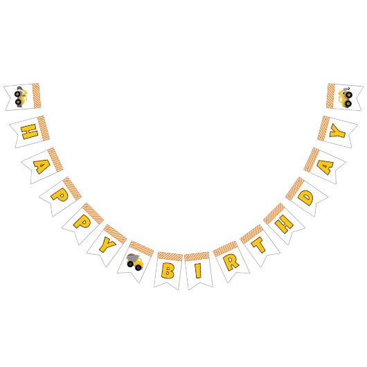 Construction Truck Birthday Party Invitation バンティングフラッグ (全)