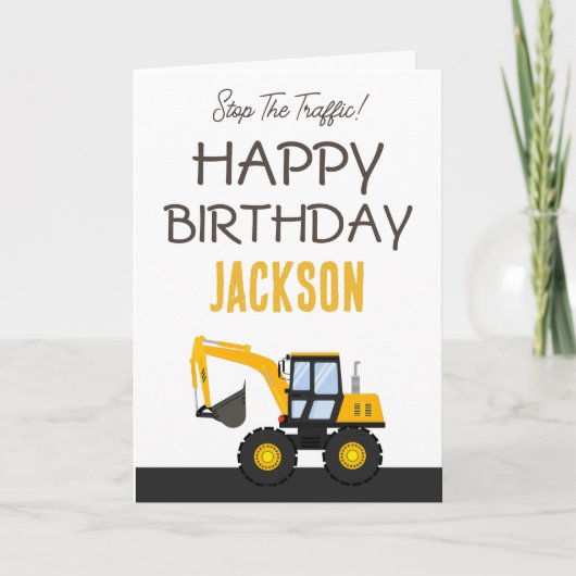 Construction Truck Birthday | Personalized Décor カード (正面)