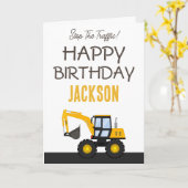 Construction Truck Birthday | Personalized Décor カード (黄色い花)