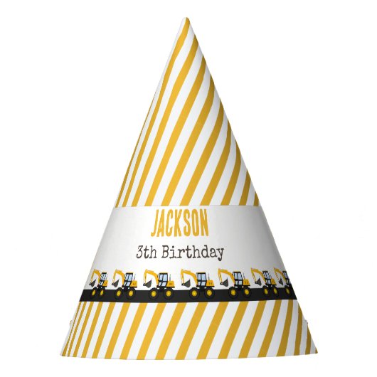 Construction Truck Birthday | Personalized Décor パーティーハット (正面)